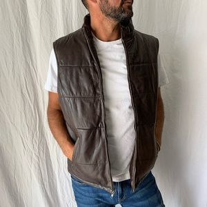 Brown leather vest